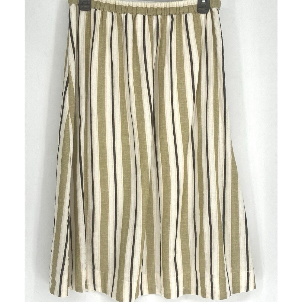 Anthropologie Akemi + Kin Luria Striped Midi Skirt S Linen Blend Patch Pockets - Picture 3 of 7